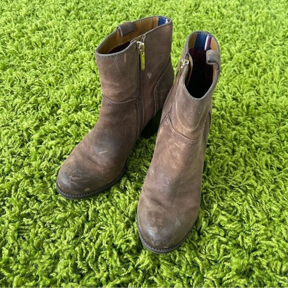 LEATHER TOMMY HILFIGER BOOTS ANKLE 6.5 - Picture 7 of 10